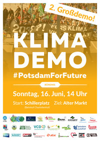 Flyer mit Aufruf zur Klimademo am 16.06.2019 in Potsdam