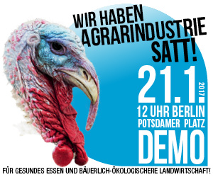 Banner "Wir haben Agrarindustrie satt!"-Demo am 21.01.2017 in Berlin