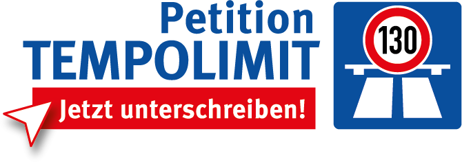 Aktionslogo "Petition Tempolimit" Klick führt zur Petitionsseite des Bundestags.